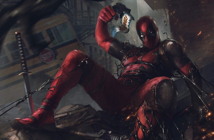 Deadpool with Venom symbiote artwork