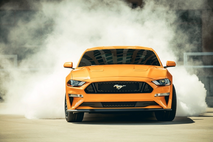 Orange Ford Mustang 2018 4K