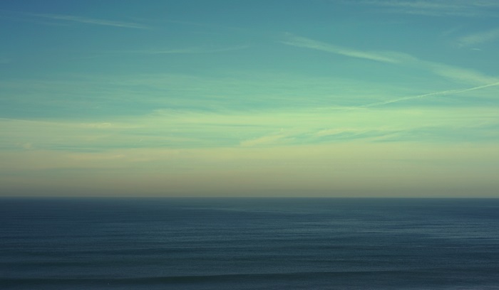 Ocean and sky with clouds