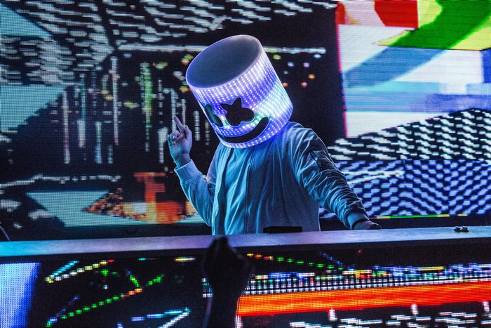 Marshmello DJing Live with Vibrant LED Display 4K