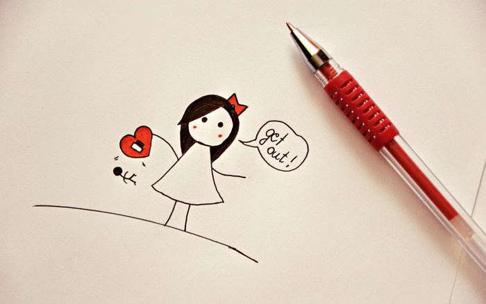 Cute Red Heart Drawing with Message