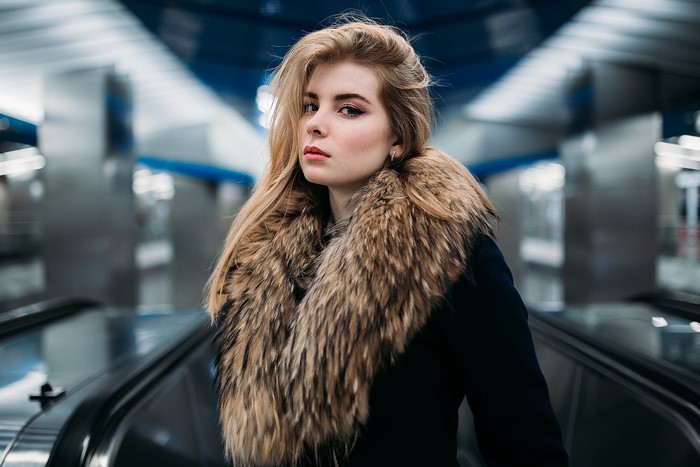 Portrait of a Woman in a Fur Collar Coat