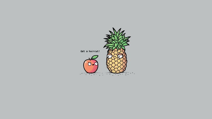 Funny Minimalist Pineapple and Apple Cartoon