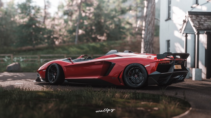 Red Lamborghini Aventador Roadster in Forza Horizon 4