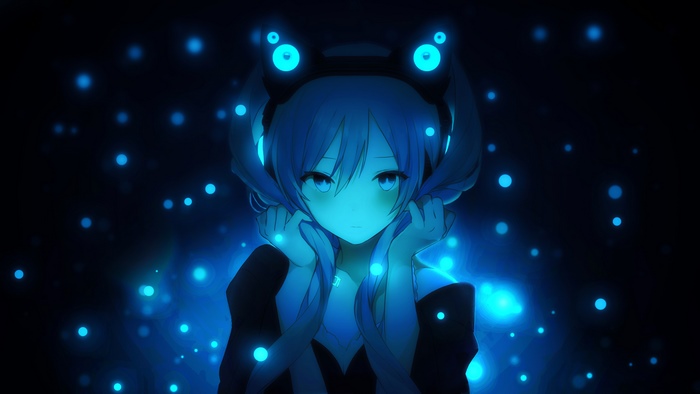 Hatsune Miku Blue Glow Digital Artwork