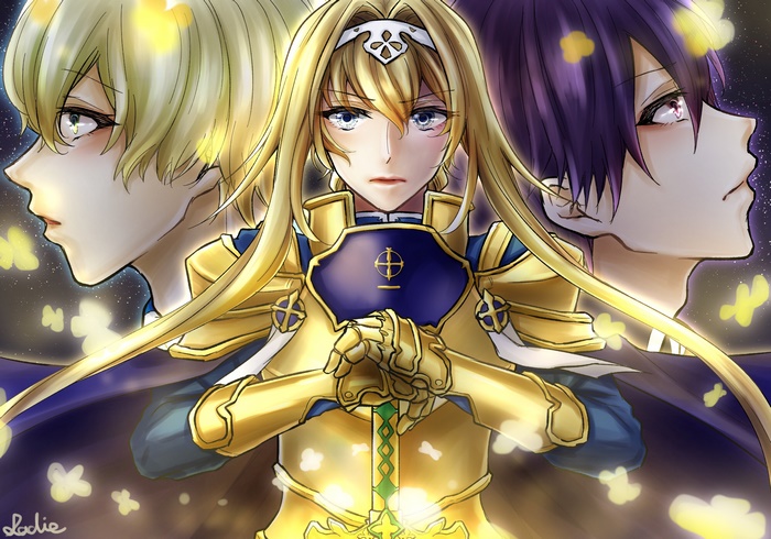 Alice Zuberg, Eugeo, and Kirito from Sword Art Online