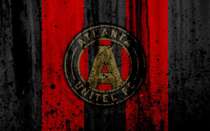 Atlanta United FC Logo on Red and Black Background