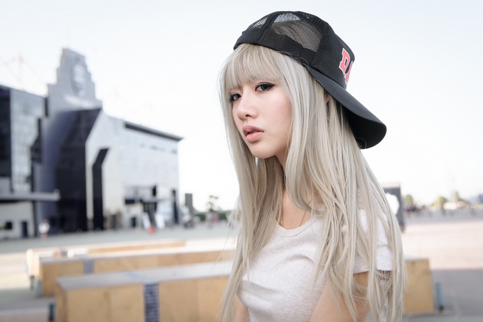Blonde Girl Wearing Black Cap Outdoors