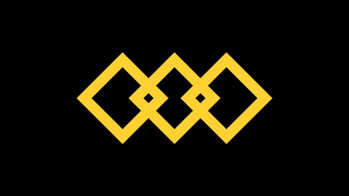 Abstract geometric pattern of interlocking yellow diamonds on black