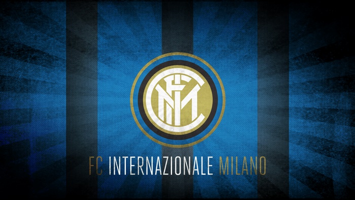 FC Internazionale Milano logo on blue and black striped background