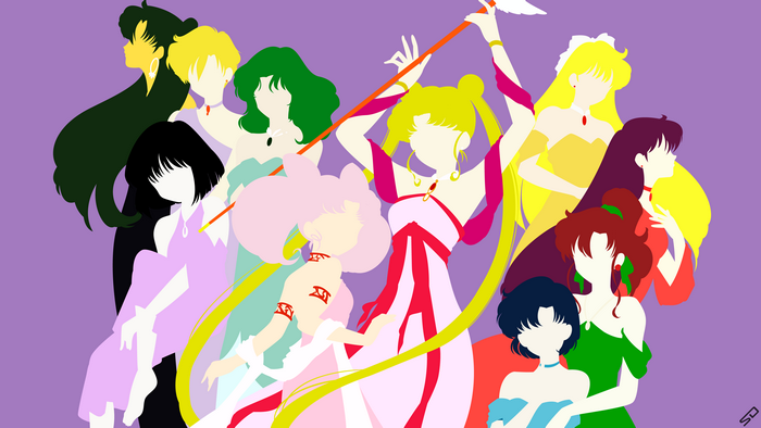 Sailor Moon characters in minimalist style