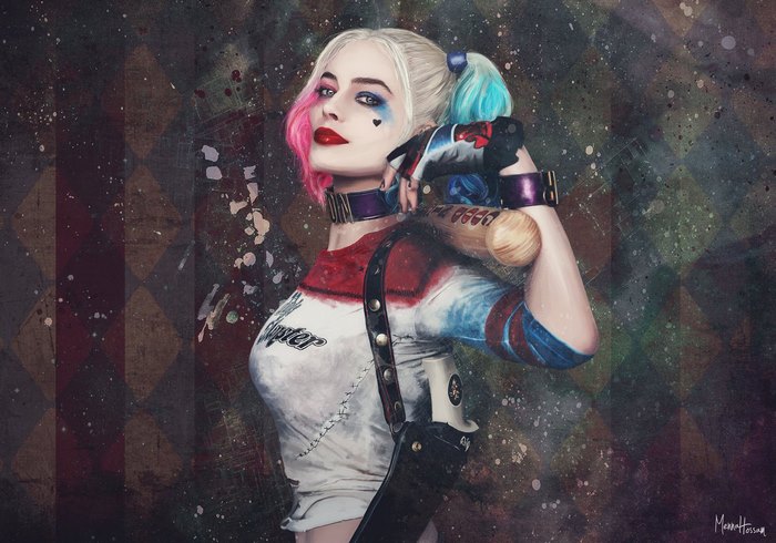 Harley Quinn from Suicide Squad holding a baseball bat
