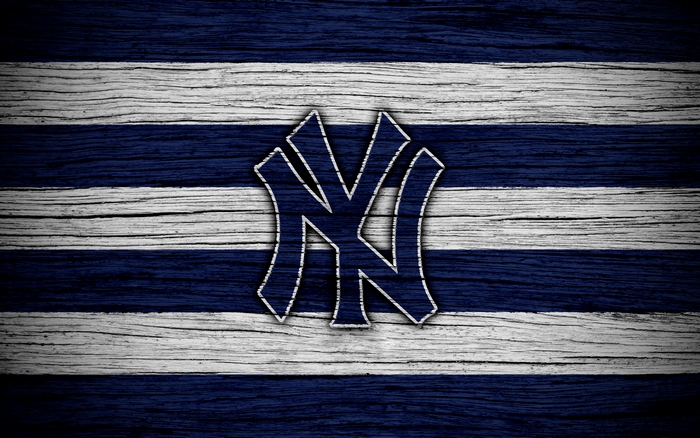 New York Yankees Logo on Wood Grain Background