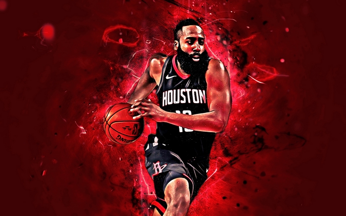 James Harden of the Houston Rockets dribbling a basketball