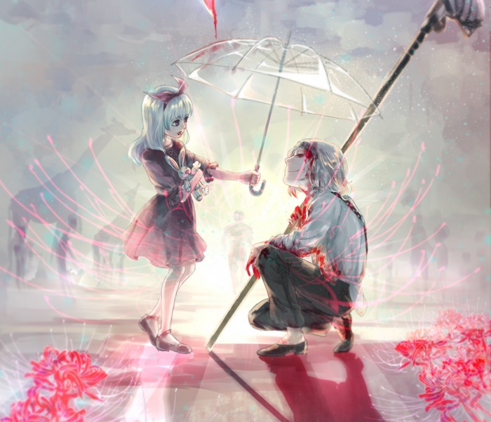 Juuzou Suzuya and Yukinori Shinohara with umbrella