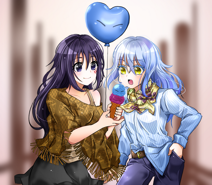 Rimuru Tempest and Shizue Izawa with ice cream