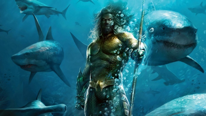 Aquaman with sharks