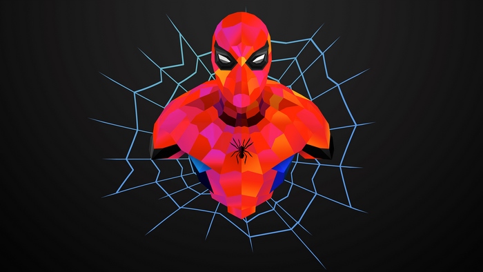 Spider-Man low poly art with web
