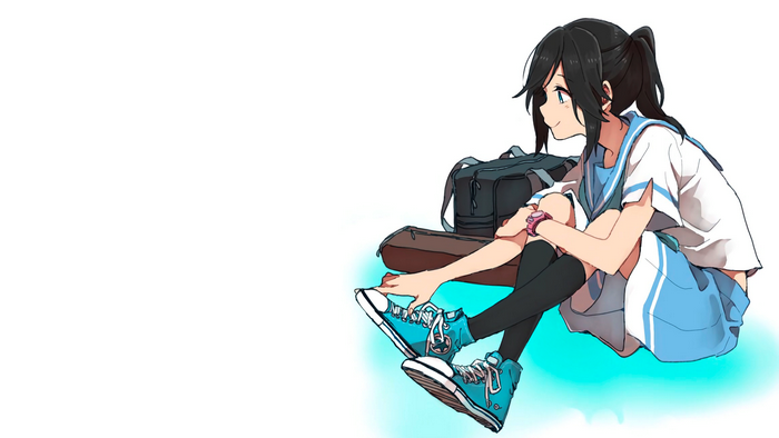 Anime girl in school uniform with backpack