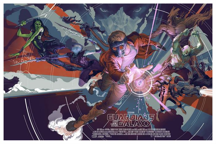 Guardians of the Galaxy Poster with Star-Lord, Gamora, Drax, Groot, Nebula