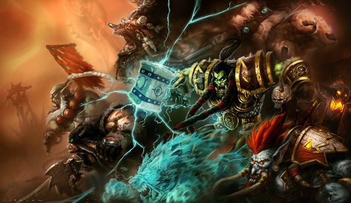 World of Warcraft Orcs and Trolls in Battle
