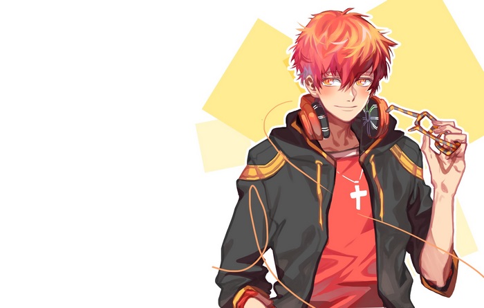 707 from Mystic Messenger holding glasses