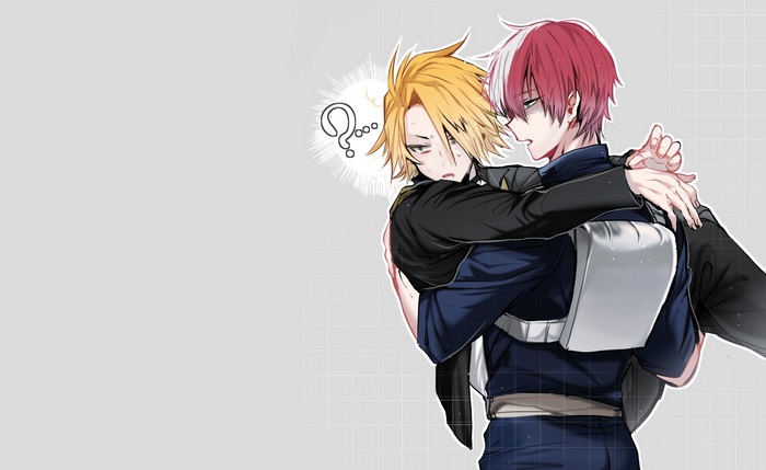 Shouto Todoroki and Denki Kaminari Close Embrace