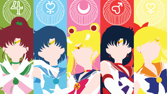 Sailor Moon Characters in Minimalist Style