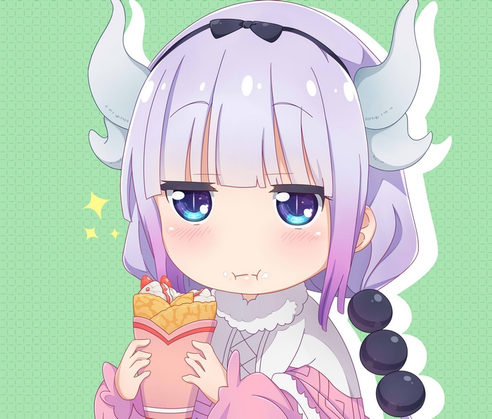 Kanna Kamui Eating Crepe Cute Anime Girl
