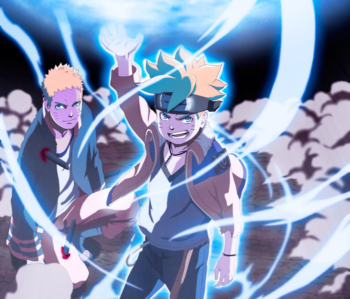 Boruto Uzumaki and Naruto Uzumaki Ready for Battle