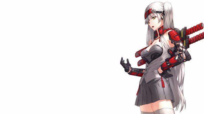 Anime Girl with White Hair and Sci-Fi Gear