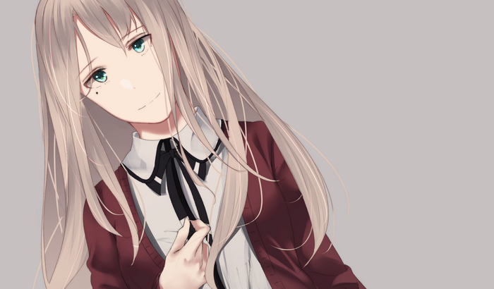 Anime Girl with Long White Hair and Blue Eyes