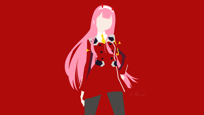 Zero Two from Darling in the FranXX Minimalist Vector