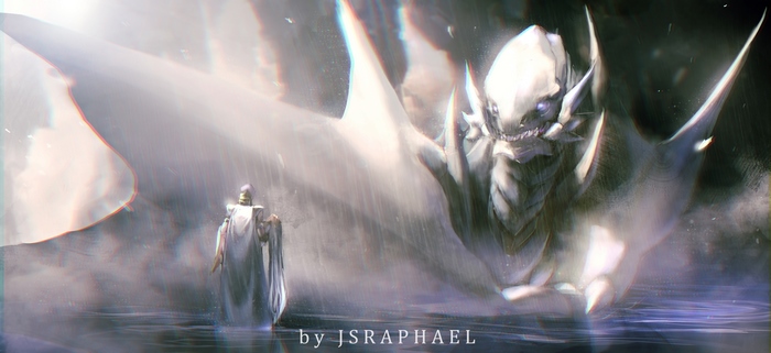 Kisara and the White Dragon from Yu-Gi-Oh!