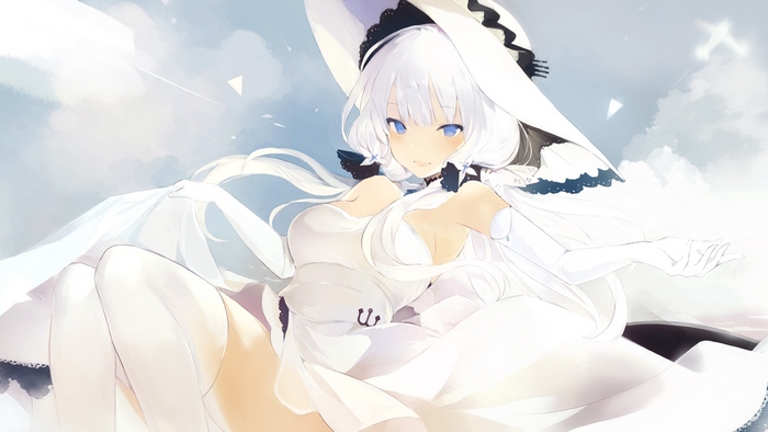 Illustrious from Azur Lane in white dress