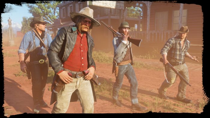Arthur Morgan, Micah Bell, and others in Red Dead Redemption 2