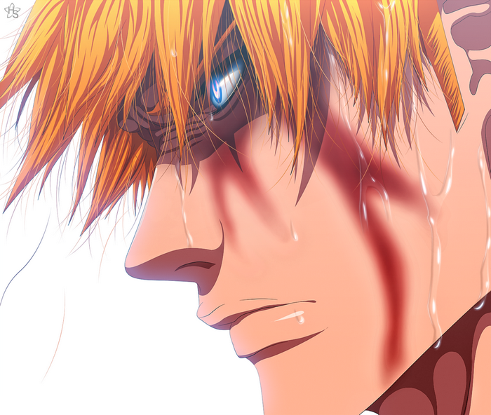 Ichigo Kurosaki from Bleach with blue eyes and orange hair
