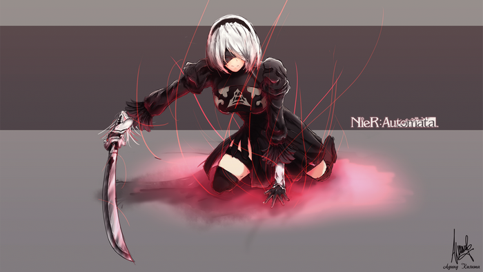 2B from NieR: Automata with a sword