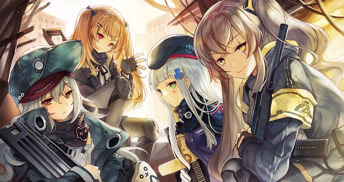 UMP9, UMP45, HK416, and G11 from Girls Frontline