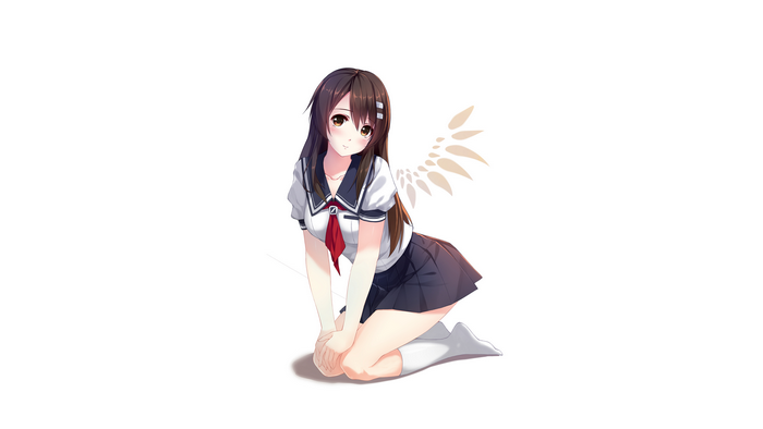 Anime girl in school uniform with wings