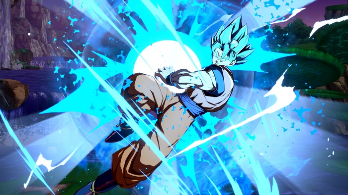 Goku in Super Saiyan Blue Energy Blast