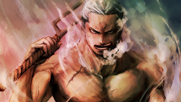 Smoker from One Piece with White Hair and Cigar