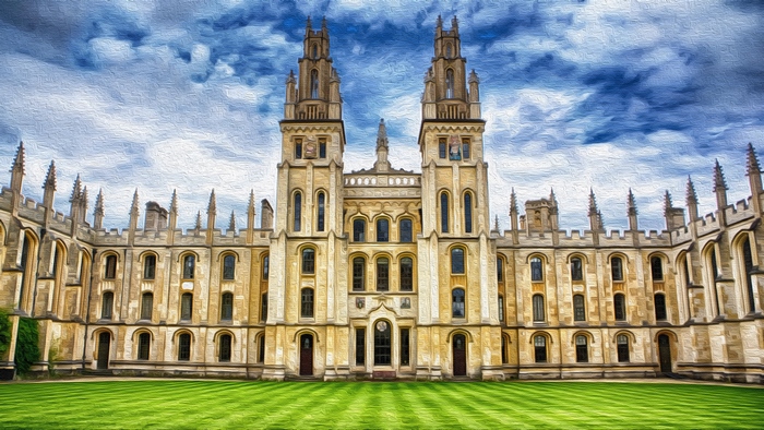 Oxford University Historic Building Under Dramatic Sky