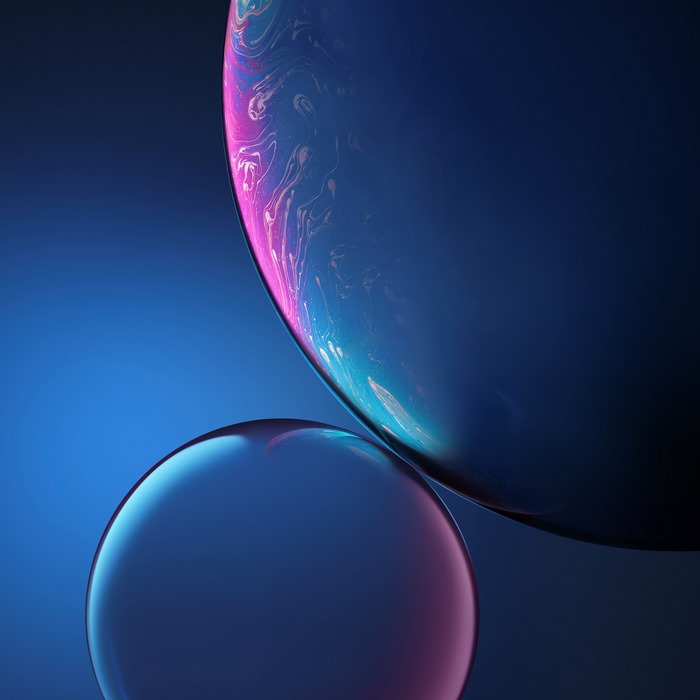iPhone XR and XS Max Stock Wallpaper with Bubbles