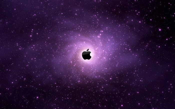 Apple Logo in Purple Nebula