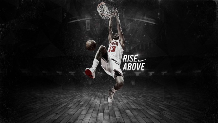 Michael Jordan Dunking with "Rise Above" Nike