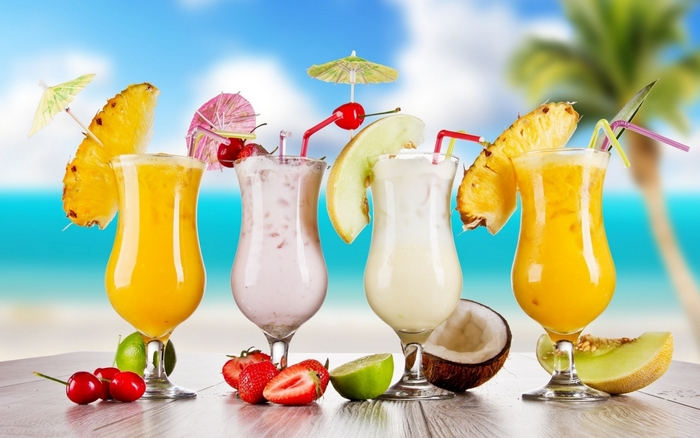 Tropical Cocktails on a Beach
