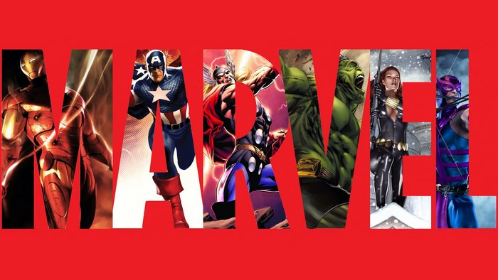 Marvel characters in the MARVEL logo