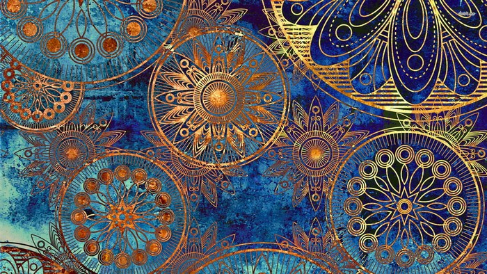 Blue and gold mandala pattern