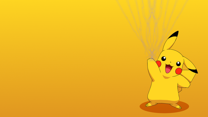 Pikachu from Pokémon on a yellow background